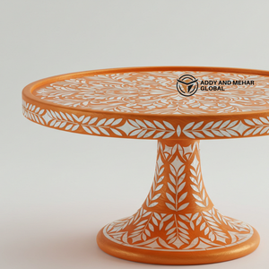 ฐานวางเค้กฝังมุกสีส้มทำมือ ดีไซน์หรูหรา ใช้งานซ้ำได้ เป็นมิตรกับสิ่งแวดล้อม ไม่ติดกระทะ เหมาะสำหรับตกแต่งขนมหวาน - Product Image 2