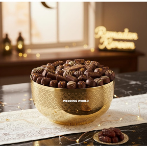 Ensemble de deux bols à chocolat plaqués or, forme ronde, bol à bonbons, dernière arrivée, décoratif, nouveau bol à chocolat - Product Image 6