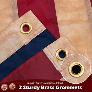 Drapeau Betsy Ross 1776, 3x5 pieds, teinté au thé, brodé, 13 étoiles, vintage, 250e anniversaire, extérieur, 2 œillets en laiton, polyester - Product Image 3