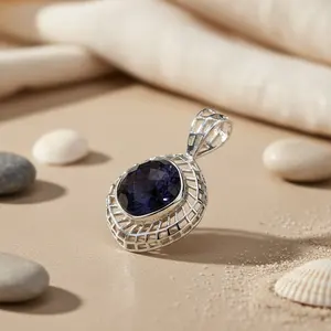 Pendentif en argent 925 pour femme avec onyx noir géométrique, or 18 carats et chaîne en quartz diamantée pour fiançailles, bijoux en pierres précieuses - Product Image 1