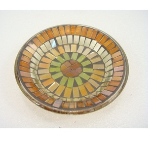 Placa cónica de vidrio con acabado de mosaico, placa cónica de forma redonda, portavelas para el hogar, sala de estar, comedor, mesa, fiesta, uso decorativo - Product Image 1