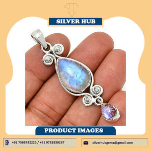 Colgante de piedra lunar de Plata de Ley 925 de alta calidad, estilo bonito increíble con ajuste de bisel, Joyería exclusiva a la venta - Product Image 5