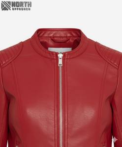 แจ็กเก็ตหนังแกะแท้ซิปเต็มสำหรับผู้หญิงแจ็คเก็ตหนังแกะแท้สำหรับผู้หญิงแจ็คเก็ตหนังสั่งทำ - Product Image 3