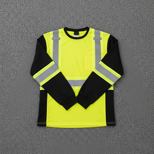 T-shirt de travail haute visibilité en polyester imperméable, conforme à la norme ANSI Classe 2, avec logo DTF personnalisé réfléchissant à LED bicolore pour la vente en gros - Product Image 5