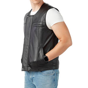 Gilet de moto d'hiver professionnel pour homme, design personnalisé, vente chaude 2026, style en cuir véritable, capuche en fourrure de mouton, noir - Product Image 5