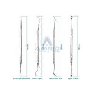 Sonde miroir dentaire en acier inoxydable et kit d'instruments à épiler de 3 équipements dentaires CE fabriqués au Pakistan - Product Image 5
