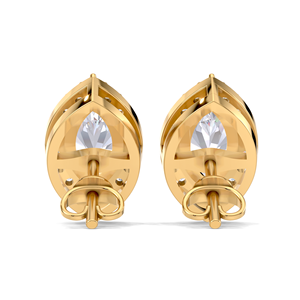 Boucles d'oreilles clous halo en diamant taille marquise 1,288 carats en or jaune, blanc et rose 18 carats, pavé classique, joaillerie fine - Product Image 3