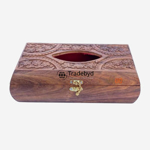 Caja de Pañuelos y Soporte de Madera Tallada con Diseño Floral Grabado de Primera Calidad, Hecho a Mano para Interiores Elegantes, Tradebyd - Product Image 5