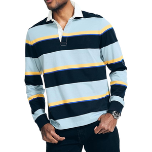 Polo de algodón 100% transpirable de ajuste clásico para hombre, camiseta Polo de solapa de manga larga con costuras de tendencia Multicolor de verano - Product Image 1