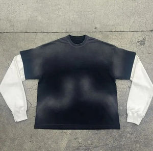 Offre Spéciale 100% coton 240Gsm décontracté Double couche T-shirt à manches longues personnalisable coupe surdimensionnée avec impression numérique - Product Image 5