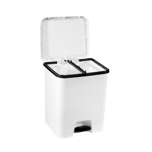 <b>Double</b> plastic pedal <b>bin</b>, white, 52L (Plastic 2543) - Product Image 1