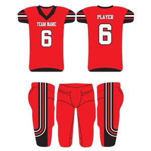 Ensemble de sport personnalisé OEM en polyester avec sublimation, confortable, respirant, avec nom et numéro cousus, uniforme d'équipe de football américain - Product Image 1