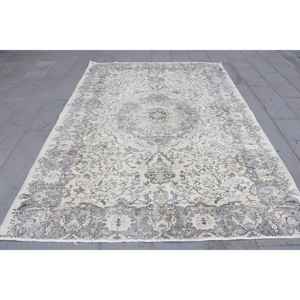 Alfombra Turca Vintage, Grande, 6.46x9.4 pies (197x287 cm), Alfombra de Lana Gris Abstracta - Product Image 1