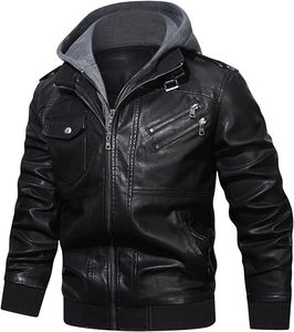 Chaqueta de cuero de motorista Vintage informal de Primavera/otoño para hombre 2021, servicio OEM al por mayor, abrigo de Motor empalmado, estilo de motorista cálido - Product Image 5