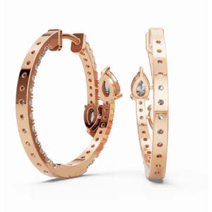 Boucles d'oreilles créoles en diamant de poire Eternal Bloom, or 9 KT, 14 KT, 18 KT, bijoux de laboratoire, vente en gros, OEM, fournisseur d'exportation B2B - Product Image 3