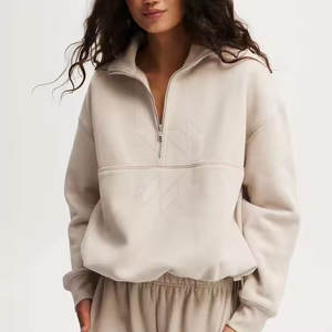 Sweat-shirt à col montant pour femme, décontracté, ample, léger, respirant, streetwear, vêtement d'extérieur, logo sur le devant, hiver - Product Image 1