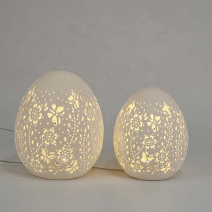 Décoration de Pâques personnalisée <span class=keywords><strong>Oeuf</strong></span> Fleur Creux-out Lumière LED Céramique <span class=keywords><strong>Porcelaine</strong></span> Ornement <span class=keywords><strong>Oeuf</strong></span> - Product Image 2