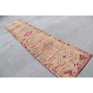 2.8x12.9 ft Vintage Turkish Rug, <b>Runner</b> Rug, <b>Red</b> Brown Plants & trees Wool Rug - Product Image 2
