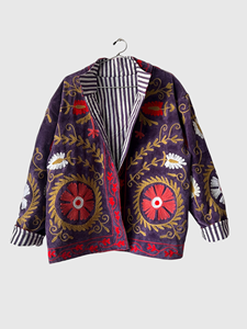 Veste en velours brodée florale à manches longues, taille plus, col mandarin, vêtements d'automne pour femmes - Product Image 2