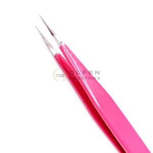 Customized Neon <b>Pink</b> <b>Powder</b> Coated Eyelash Extension Tweezers Pointed Stainless Steel Volume Tweezers Essential Eyelash Tools - Product Image 5