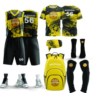 El conjunto de uniforme de baloncesto para hombres con impresión por sublimación de alta calidad incluye camiseta y bolsa para equipo de baloncesto completo - Product Image 1