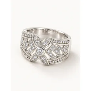 Celeste Bloom Vintage Statement <b>Ring</b> 925 <b>Silver</b> Gemstone <b>Ring</b> with Invisible Setting - Product Image 1