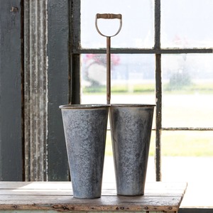 Double Garden Bucket Planter 29 Inch Galvanized Metal Bucket <b>Pot</b> Farmhouse Wall Decor Hanging Planter Indoor Home Decor Flowers - Product Image 4