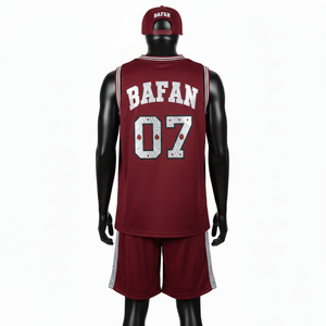 Camiseta de Baloncesto para Hombre, de Alta Calidad, 180 GSM, Tejido de Malla Transpirable, Color Granate, Sin Mangas, Paneles Laterales, Impresión de Logotipo Personalizado - Product Image 2