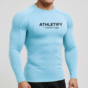 Maillot de bain à séchage rapide pour hommes Sports Rashguard Logo personnalisé Haut de compression Vêtements de sport confortables pour l'entraînement et le surf - Product Image 1