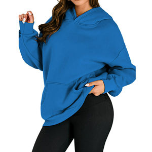 Drop Shoulder Sudaderas con capucha para mujer Conjunto de 2 piezas joggers pantalones Sudadera con pantalones de chándal Sudaderas con capucha en blanco Conjuntos de mujer de gran tamaño - Product Image 1