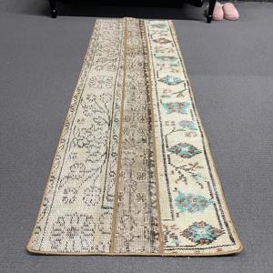 1.7x5.6 ft Rug, Vintage Turkish Rug, <b>Brown</b> <b>Wool</b> Rug - Product Image 2