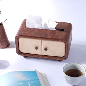 Boîte à mouchoirs en noyer de luxe |   Porte-papier en bois durable pour salle de bain et salon |   Boîte de rangement de bureau moderne |   Décoration intérieure - Product Image 3