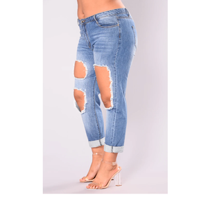 Fournisseur de pantalons slim déchirés pour femmes, style décontracté, vêtements de rue, jeans évasés sexy, printemps-été, en gros, provenant du Bangladesh - Product Image 3