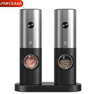 PANCERKA Juego de Molinillos de Pimienta Eléctricos con Luz LED, de Una Mano, con Encendido de un Botón y Grosor Ajustable, Juego de 2 Piezas - Product Image 2
