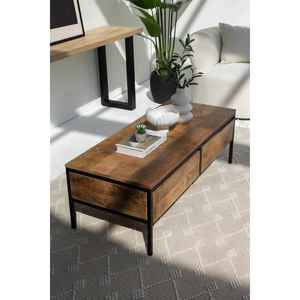 Mesa de centro de madera de mango contemporánea con dos cajones - Product Image 2