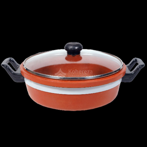 Kadai de arcilla de doble mango artesanal con función de salud, utensilios de cocina tradicionales de barro rojo y negro con tapa de vidrio - Product Image 3