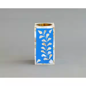 Soporte de vela con incrustaciones de hueso ecológico de lujo moderno para artesanías hechas a mano de alta calidad únicas para decoración del hogar de cumpleaños - Product Image 1