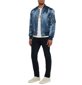 Veste universitaire en satin pour homme, vente chaude, nouvelle couleur unie, style streetwear avec poche sur le devant, épaules tombantes, tissu - Product Image 2