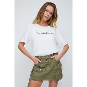 Camiseta Básica Ajustada Estampada para Mujer, 100% Algodón, Estilo Informal, Transpirable y Disponible en Tallas XS/XXS - Product Image 1