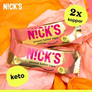 NICKS Peanut Butter Cups, chocolat faible en glucides avec beurre de cacahuète, collation sans gluten (12 barres x 50g) - Product Image 2