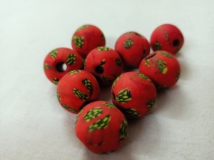 Cuentas de vidrio de comercio africano Millefiori rojo 6mm + tamaño Material de cristal suelto diseñadores de joyería africana tradicional Color blanco - Product Image 2