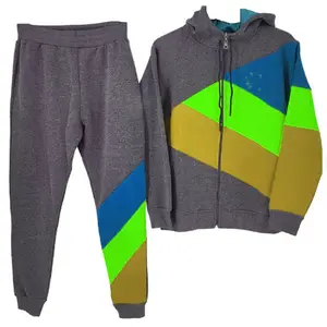 Özel stil erkek eşofman renkli tişörtü Sweatpants atletik Hoodie & Joggers Zip pantolon dipleri erkekler eşleşen eşofman