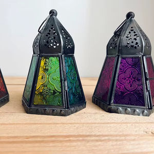 Lanternes en bois rustique et fer noir - Product Image 1