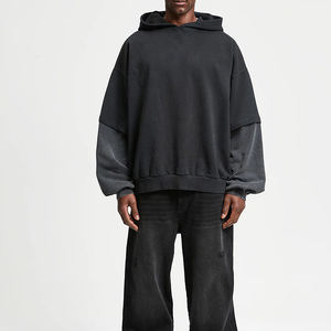 Sweat à capuche à double manches pour hommes Acid Washed Custom Oversized Plain Acid Vintage Washed Heavyweight Hoodie for Boys - Product Image 3