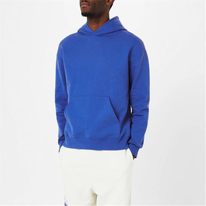 Sweat à capuche unisexe bleu royal avec logo minimaliste Sweat à capuche bleu uni pour hommes Streetwear décontracté Sweat à capuche de couleur unie - Product Image 5
