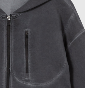 Cardigan pour homme sur mesure avec poche kangourou en spandex/polyester, coupe classique, sweat à capuche vintage à fermeture éclair intégrale avec logo de la marque, hiver - Product Image 6