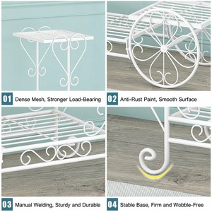 Rak Tanaman Logam Indoor 4 Tingkat, Rak Pajangan Bunga Berdiri, Rak Penyimpanan dengan Ukiran untuk Ruang Tamu Balkon - Product Image 5
