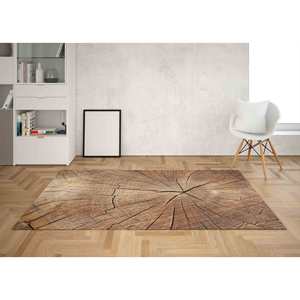 Tapis imprimé - Moderne, tendance, marron, effet bois craquelé, paillasson, intérieur, décoration intérieure, chambre d'enfant, tapis fin non tissé - Product Image 3