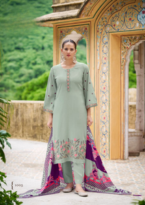 Ready-Made <b>Viscos</b> Roman Silk with Inner jacquard with Digital Print Kurti Set Collection for Women - Product Image 4