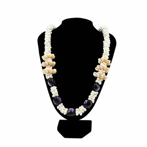 Hawaiian Shell Lei Necklace Monggo Sea Shell Ring Lei Necklace For Graduation And Beach Jewelry